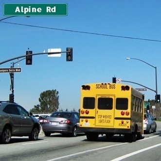CLICK to continue on Alpine Road at Junipero Serra Road