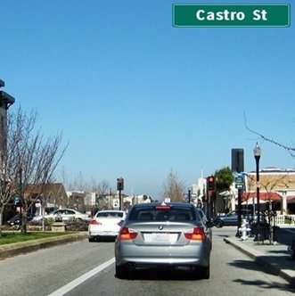 CLICK to continue on Castro Street at California Street