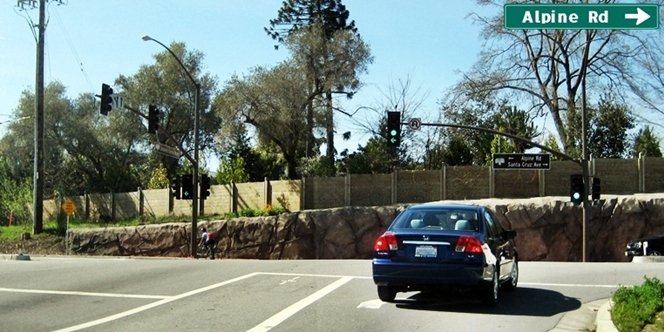 CLICK to continue: Right on Alpine Rd from Junipero Serra Road
