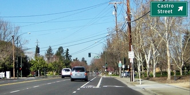 CLICK to continue: Right onto Castro Street from Miramonte Ave
