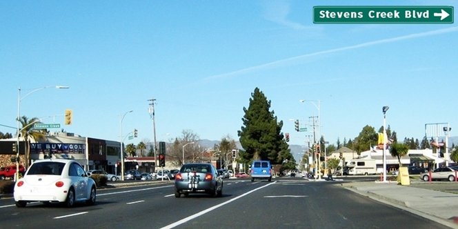 CLICK to continue: Right on Stevens Creek Blvd from Saratoga Ave